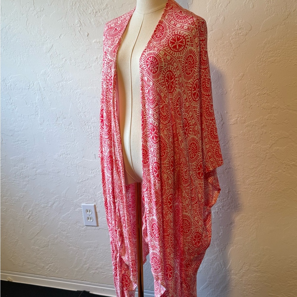 Elegant Coral Patterned Swim Coverup